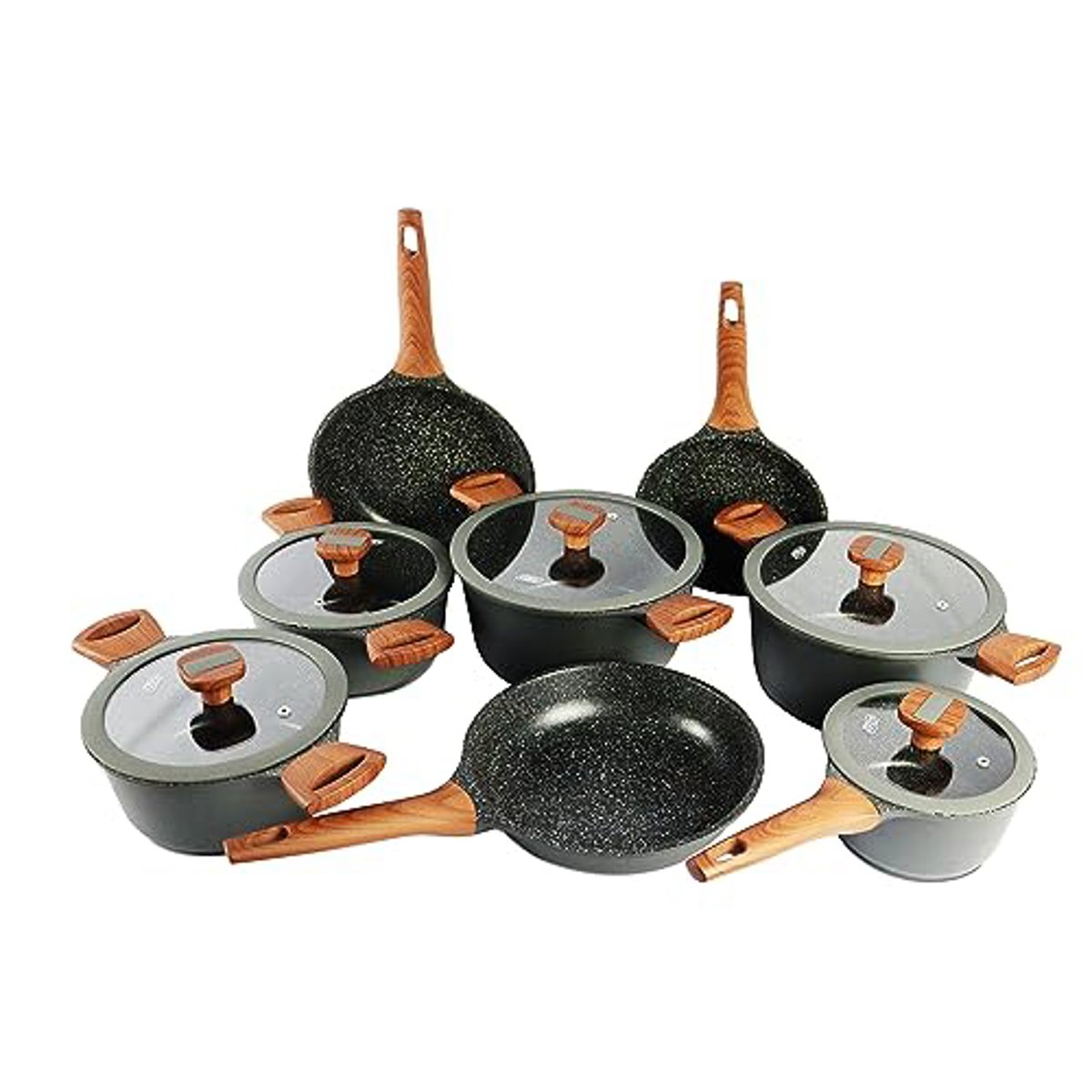 Jogo de Panelas 8 Peças Titanium Exclusive Antiaderente Ceramic Bkza by MTA - Conjunto de Panelas Fundo Triplo - 5mm de Espessura - Com Caçarolas Panela Frigideiras - Ideal para Grandes Famílias