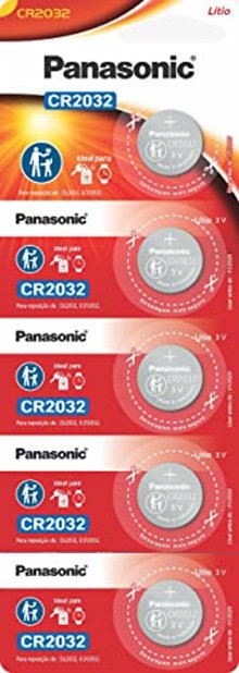 Tira de Bateria de Lithium Botão, Panasonic, CR2032-1BT