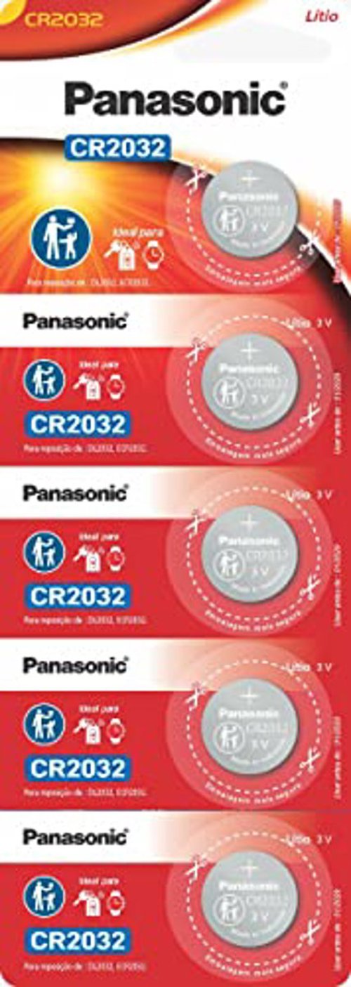 Tira de Bateria de Lithium Botão, Panasonic, CR2032-1BT