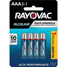 Pilha, Rayovac, Alcalina 20324, Azul, AAA, Palito, Pacote de 4