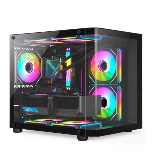 Gabinete Gamer com Frente em Vidro Curvo, Com 4 Ventoinhas RGB iclusas