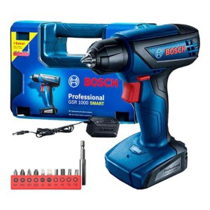 Bosch Furadeira Parafusadeira GSR 1000 Smart, Com Acessórios, 12 Volts