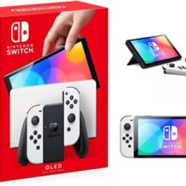 Nintendo, Console, Nintendo Switch OLED, Nacional, Portátil e Doméstico, Tela de 7 Polegadas, Bateria de até 9 Horas, 64GB de Armazenamento, Porta LAN Integrada, Áudio Aprimorado, Inclui Joy-Con com Suporte e Alças, Branco