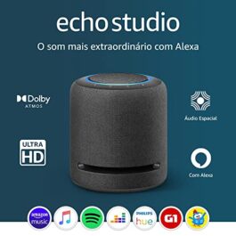 Echo Studio | O som mais extraordinário com Alexa – com Dolby Atmos e tecnologia de processamento de áudio espacial | Cor preta