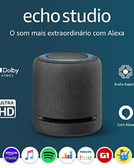 Echo Studio | O som mais extraordinário com Alexa – com Dolby Atmos e tecnologia de processamento de áudio espacial | Cor preta