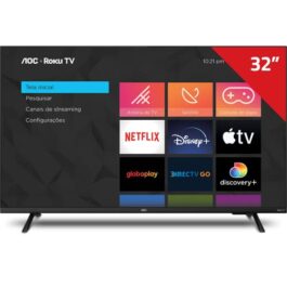 Smart TV LED 32″ HD AOC 32S5135/78G – Design sem bordas, Wifi, Conversor Digital, USB, HDMI