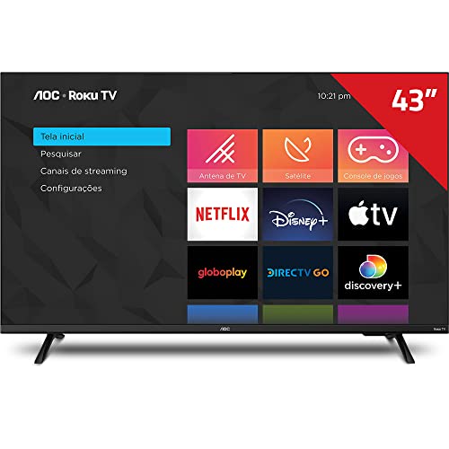 AOC 43S513578G Smart TV LED 43 Full HD Design sem bordas Wifi Conversor Digital USB HDMI 0