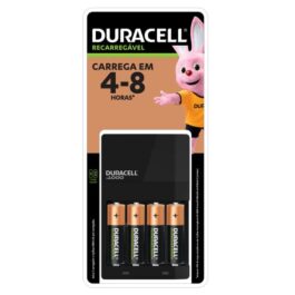 DURACELL – Carregador de Pilhas Recarregáveis AA e AAA Com 4 Pilhas AA