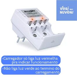 Kit Carregador de Pilhas e Baterias 9v + 4 Pilhas AAA 2700mah Recarregáveis Compatível com Controles de TV