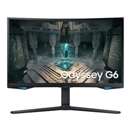 Monitor Gamer Curvo Samsung Odyssey 27″ WQHD, 240Hz, 1ms,Plataforma Tizen™, HDMI, Display Port, USB,com alto falante, Bluetooth, Freesync Premium Pro, com ajuste de altura, preto, série G6