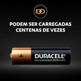 Pilha Recarregável AA Pequena DURACELL Com 4 Unidades