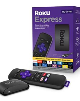 Roku Express – Streaming player Full HD, Transforma sua TV em Smart TV, Com controle remoto e cabo HDMI incluídos