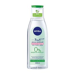 NIVEA Água Micelar Solução de Limpeza Facial 7 em 1 Efeito Matte 200ml – Fórmula poderosa com efeito matte que oferece 7 benefícios: limpa, hidrata, suaviza, tonifica, demaquila, acalma e refresca