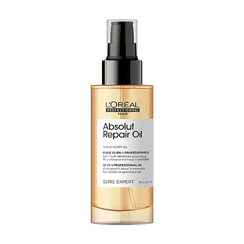 L'Oréal Professionnel Óleo 10 em 1 Absolut Repair, Multi-benefícios para cabelos secos e danificados, Repara e Promove Brilho, Com Gold Quinoa e Proteínas, 90ml