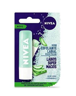 NIVEA Esfoliante Labial Scrub Aloe Vera 4,8g – Renova os lábios com efeito peeling, previne as pelinhas e deixa os lábios macios e hidratados, sem cor