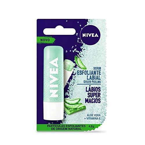 NIVEA Esfoliante Labial Scrub Aloe Vera 4,8g - Renova os lábios com efeito peeling, previne as pelinhas e deixa os lábios macios e hidratados, sem cor