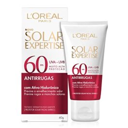 L’Oréal Paris Protetor Solar Facial Antirrugas FPS60 com Ativo Hialurônico Solar Expertise, 40g