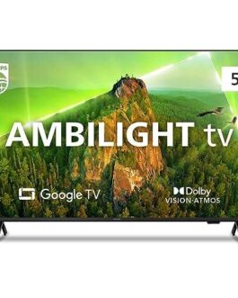 Smart TV Philips Ambilight 55″ 4K 55PUG7908/78, Google TV, Comando de Voz, Dolby Vision/Atmos, VRR/ALLM, Bluetooth
