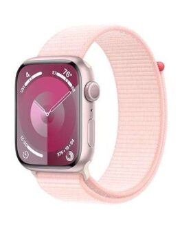 Apple Watch Series 9 GPS • Caixa rosa de alumínio – 45 mm • Pulseira loop esportiva rosa-clara