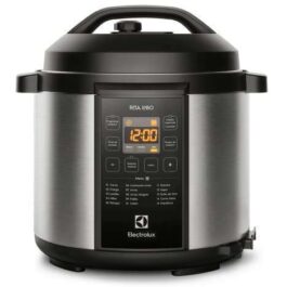 Panela pressão elétrica Electrolux digital capacidade 6L silenciosa segura 10 travas segurança 15 receitas pré-programadas 3 níveis pressão PCC20 inox preto 127v por Rita Lobo