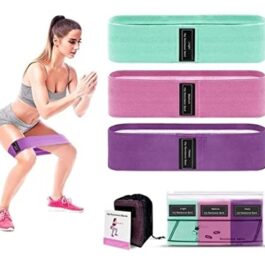 Sampees Kit 3 Faixa Elastica Hip Mini Thera Band Treino Exercicio Academia Elastica Tecido Yoga Pilates para Treinamento de Solo Membros Inferiores Alongamento e Fortalecimento Muscular EXCLUSIVO