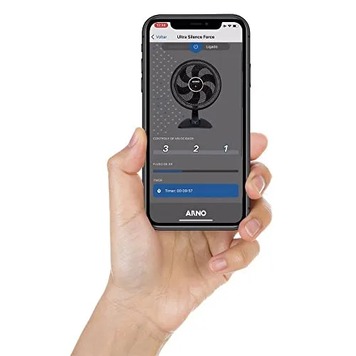 Ventilador Arno Ultra Silence Force Bluetooth® VDBT, 126W, Controle via App, 6 Pás, 3 Velocidades, Oscilação Horizontal, Inclinação Ajustável, Silencioso e Potente, 220V - Imagem 3
