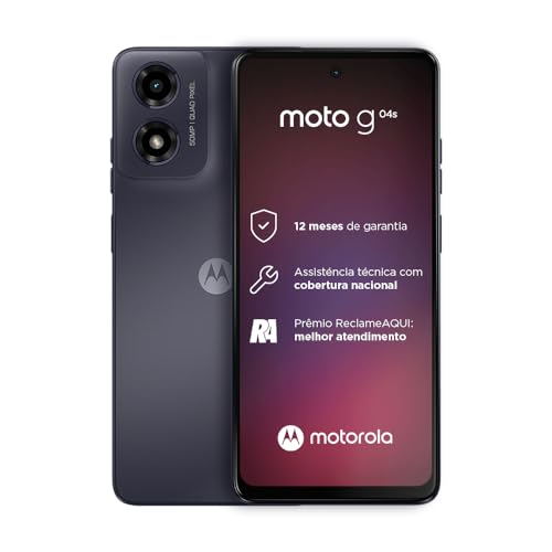 Smartphone Motorola Moto G04s - 128GB 8GB Ram Boost Camera 16MP com sensor Moto AI FPS lateral Grafite
