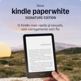 Novo Kindle Paperwhite Signature Edition (32 GB) – O Kindle mais rápido já lançado, com luz frontal autoadaptável, carregamento sem fio e bateria que dura semanas – Cor Preta Metálica