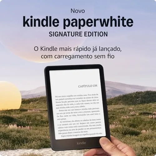 Kindle Paperwhite Signature Edition 32 GB (Última geração) - O Kindle mais rápido já lançado, com luz frontal autoadaptável, carregamento sem fio e bateria que dura semanas - Cor Preta Metálica