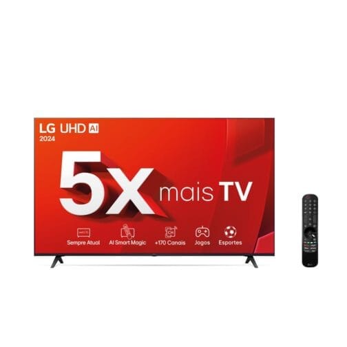 Smart TV 4K 50" LG UHD 50UT8050 Processador α5 Ger7 AI Alexa/Chromecast integrado Otimizador de Jogos webOS 24 Controle Smart Magic