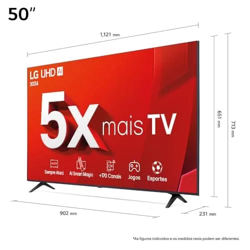 Smart TV 4K 50" LG UHD 50UT8050 Processador α5 Ger7 AI Alexa/Chromecast integrado Otimizador de Jogos webOS 24 Controle Smart Magic - Image 4