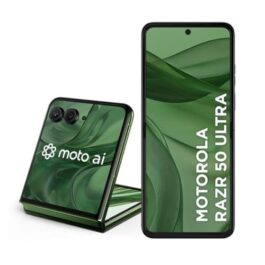 Smartphone Motorola Razr 50 Ultra – 512GB 24GB (12GB RAM+12GB Ram Boost) Tela dobrável 6,9″ pOLED e externa 4” Moto AI camera IPX8 Forest Green – Silicon Leather