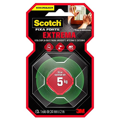 Scotch 3M Fixa Forte Fita Dupla Face Fixacao Extrema 24mm x 2m 0