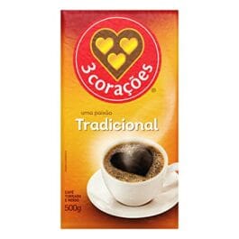 3 Corações Café Torrado e Moído Tradicional, 500g vácuo