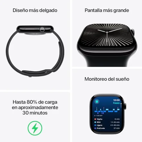 Apple Watch Series 10 GPS • Caixa ouro rosa de alumínio – 42 mm • Pulseira loop esportiva ameixa - Imagem 4