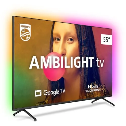 Smart TV Philips Ambilight 55" 4K 55PUG7908/78, Google TV, Comando de Voz, Dolby Vision/Atmos, VRR/ALLM, Bluetooth - Imagem 4