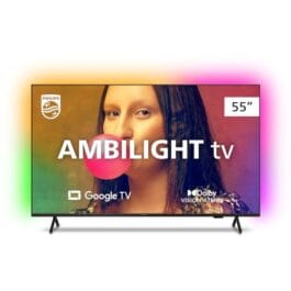 Smart TV Philips Ambilight 55″ 4K 55PUG7908/78, Google TV, Comando de Voz, Dolby Vision/Atmos, VRR/ALLM, Bluetooth