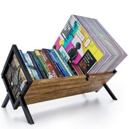 SAYONEYES Rack de armazenamento de discos de vinil com capacidade de 100 LPs – Suporte de disco resistente para álbuns de vinil – Construção premium, acabamento resistente a arranhões e design moderno