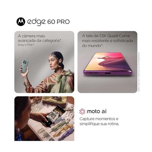 Smartphone Motorola Edge 60 PRO 5G - 256GB 24GB (12GB RAM+12GB Ram Boost) Tela Quad-Curve moto AI 50MP Sony Camera ultrarresistencia militar IP68 + IP69 - Azul Marinho 5 Smartphone Motorola Edge 60 PRO 5G - 256GB 24GB (12GB RAM+12GB Ram Boost) Tela Quad-Curve moto AI 50MP Sony Camera ultrarresistencia militar IP68 + IP69 - Azul Marinho - Imagem 4