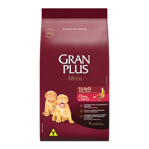 Granplus Racao Para Caes Filhotes Gran Plus Menu Carne E Arroz 3Kg 0