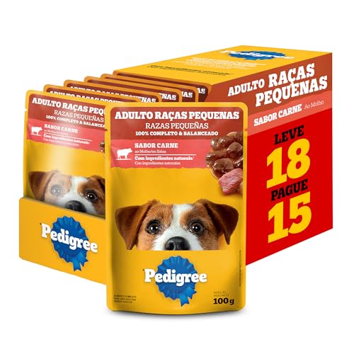 Pack Racao Umida Pedigree Sache Carne ao Molho para Caes Adultos de Racas Pequenas Leve 18 Pague 15 0