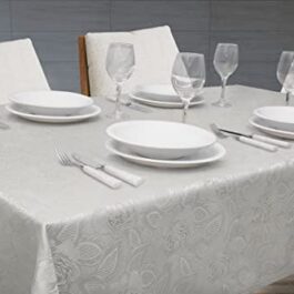 Toalha Para Mesa Com 6L Lugares Retangular 2,00m Tecido Em Jacquard Para Sala Jantar | Admirare (6L Lugares, Silver)