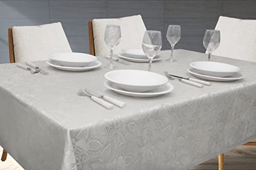 Toalha Para Mesa Com 6L Lugares Retangular 2,00m Tecido Em Jacquard Para Sala Jantar | Admirare (6L Lugares, Silver) 1 Toalha Para Mesa Com 6L Lugares Retangular 200m Tecido Em Jacquard Para Sala Jantar Admirare 6L Lugares Silver 0