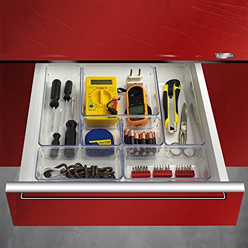 Acrimet Organizador Modular para Gavetas, Bancadas e Armários, Plástico Transparente, Kit com 7 Potes Sortidos, 975.0 4 Acrimet Organizador Modular para Gavetas, Bancadas e Armários, Plástico Transparente, Kit com 7 Potes Sortidos, 975.0 - Imagem 3