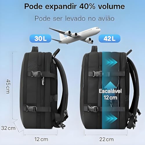 Mochila de Viagem Expansível mRoantic Crown com Porta USB para Notebook – Unissex 4 Mochila de Viagem Expansível mRoantic Crown com Porta USB para Notebook – Unissex - Imagem 3
