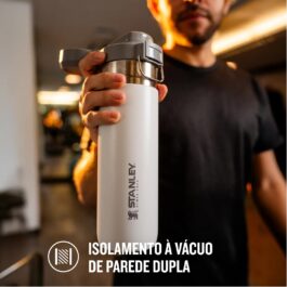 Stanley – Garrafa de água térmica Quick Flip, isolada em aço inoxidável para bebidas quentes e frias, resistente a fugas, 710 ml, Polar